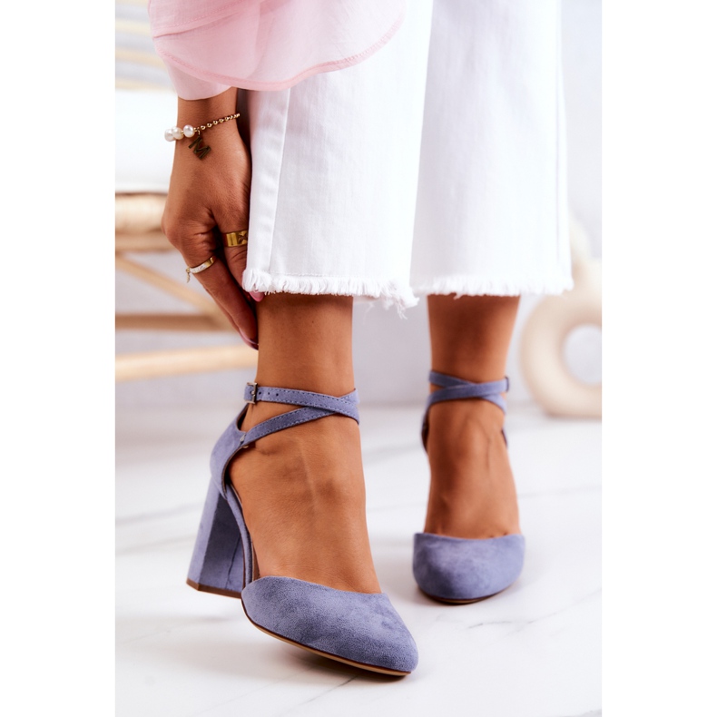 Wildleder Pumps auf einer Säule Sergio Leone SK851 Blau 1