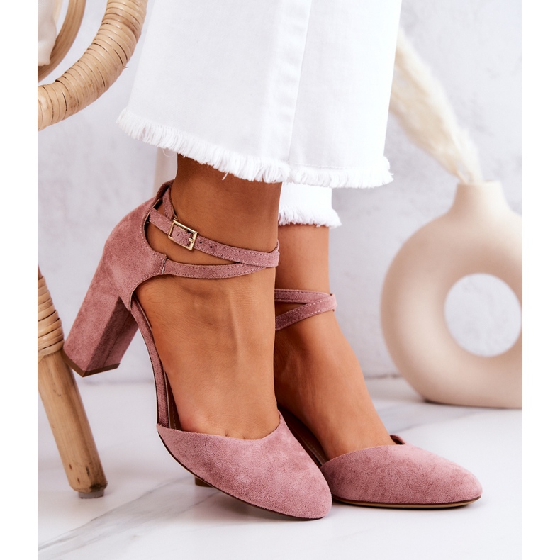 Wildleder Pumps auf einer Säule Sergio Leone SK851 Pink rosa 2