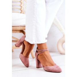 Wildleder Pumps auf einer Säule Sergio Leone SK851 Pink rosa 1