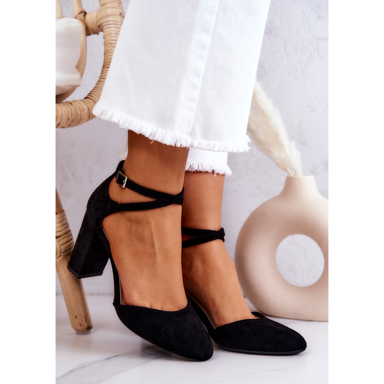 Wildleder Pumps auf einer Säule Sergio Leone SK851 Schwarz 1