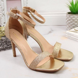 Vinceza W JAN81D Sandalen aus goldenem Brokat mit hohem Absatz 2