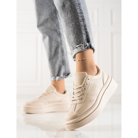 TRENDI Bequeme beige Turnschuhe 1