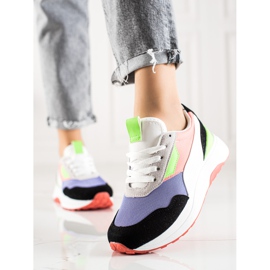 TRENDI Bunte Sneaker auf der Plattform weiß schwarz lila mehrfarbig 1