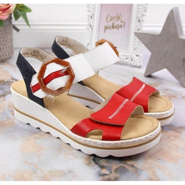 Keilsandale Rieker W 67476-33 weiß rot 2