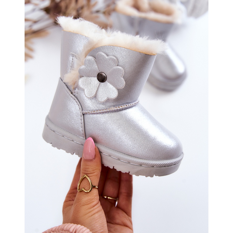 FR1 Kinder-Schneestiefel mit Blume Silber Bianca 1