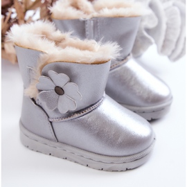 FR1 Kinder-Schneestiefel mit Blume Silber Bianca 2