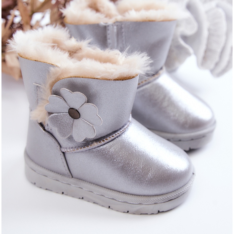 FR1 Kinder-Schneestiefel mit Blume Silber Bianca 2