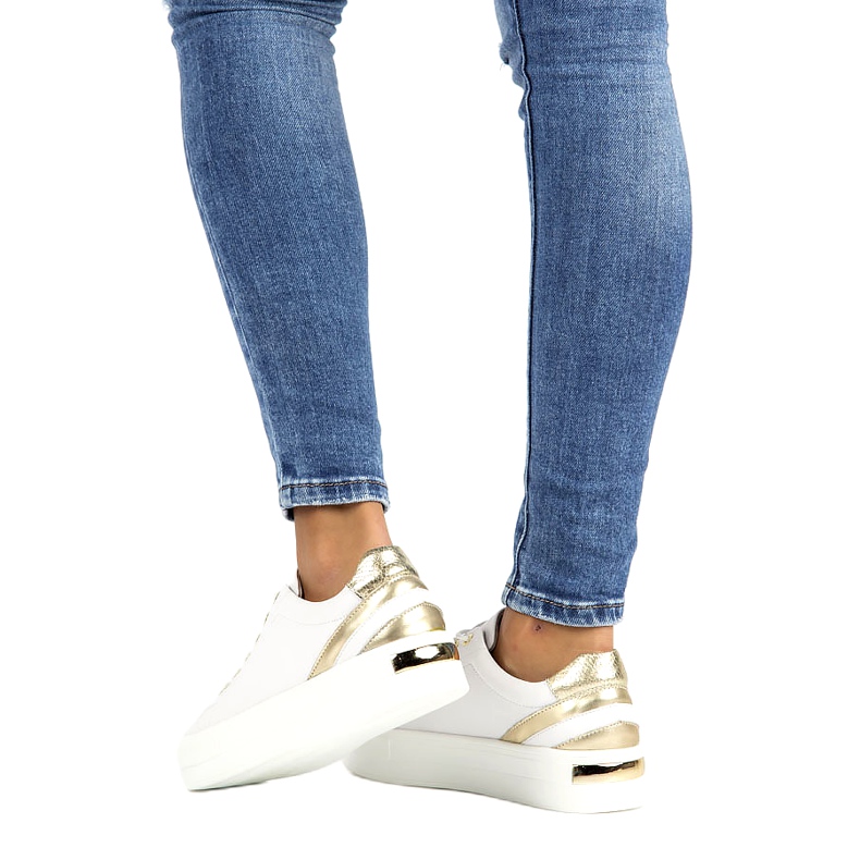 Creepers aus weißem Leder Filippo DP3530 / 22 golden 6