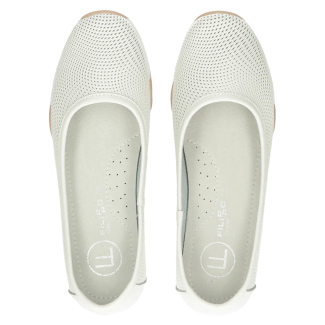 Durchbrochene weiße Ballerinas aus Leder Filippo DP3681 / 22 WH mehrfarbig 3