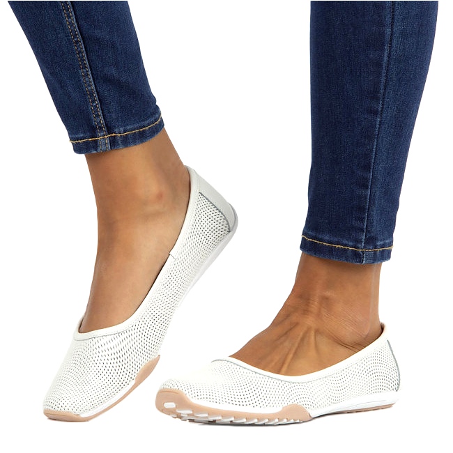 Durchbrochene weiße Ballerinas aus Leder Filippo DP3681 / 22 WH mehrfarbig 4