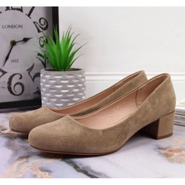 Pumps auf einem Block Wildleder Sergio Leone in SK354E beige 2
