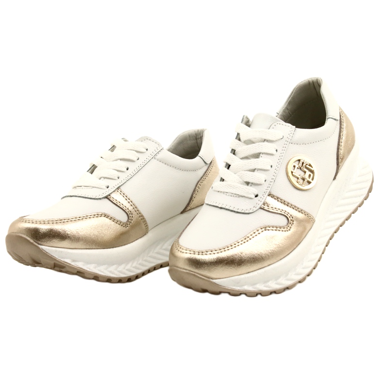 Damen Sportschuhe gebunden Filippo DP3547 / 22 WH GO Weiß golden 6