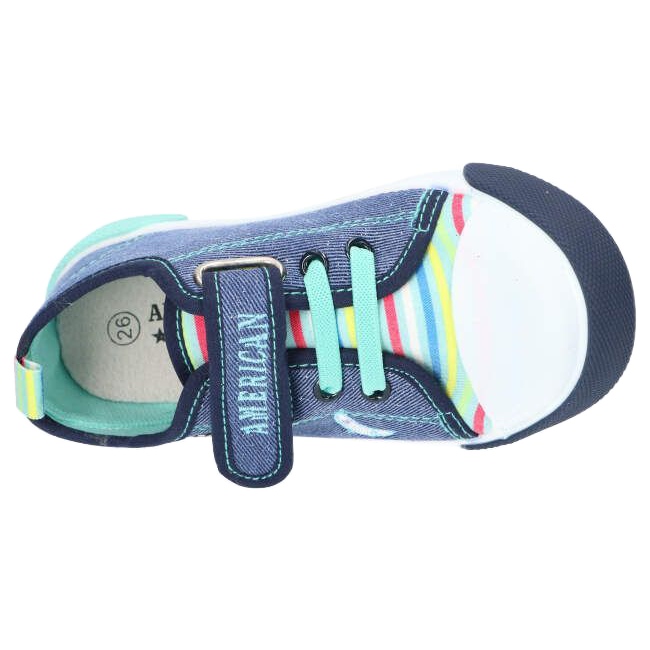 American Club Klettverbot Jungen Sneaker American Ten14/22 Jeans Ledereinsatz blau 3