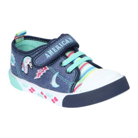 American Club Klettverbot Jungen Sneaker American Ten14/22 Jeans Ledereinsatz blau 2