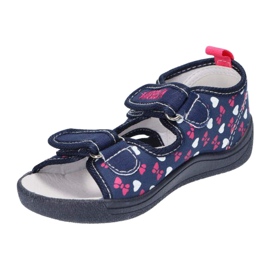 American Club Amerikanische Sandalen Hausschuhe, Ledereinsatz TEN19 / 22 Marineblau navy blau 3