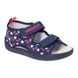 American Club Amerikanische Sandalen Hausschuhe, Ledereinsatz TEN19 / 22 Marineblau 4