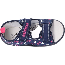 American Club Amerikanische Sandalen Hausschuhe, Ledereinsatz TEN19 / 22 Marineblau navy blau 5