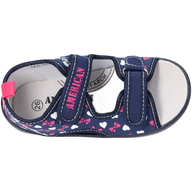 American Club Amerikanische Sandalen Hausschuhe, Ledereinsatz TEN19 / 22 Marineblau navy blau 5