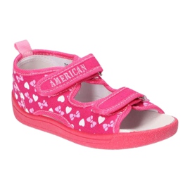 American Club Amerikanische Sandalen Hausschuhe, Ledereinsatz TEN19 / 22 Pink rosa 5