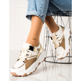 W. Potocki Sneaker mit Potocki-Schnalle beige weiß golden 1