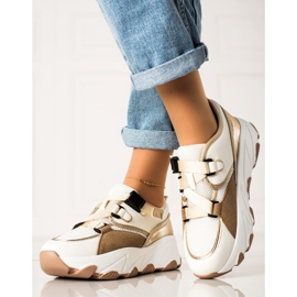 W. Potocki Sneaker mit Potocki-Schnalle beige weiß golden 2