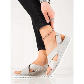 Wildledersandalen mit Klettverschluss VINCEZA grau 2