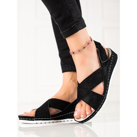 Wildledersandalen mit Klettverschluss VINCEZA schwarz 1