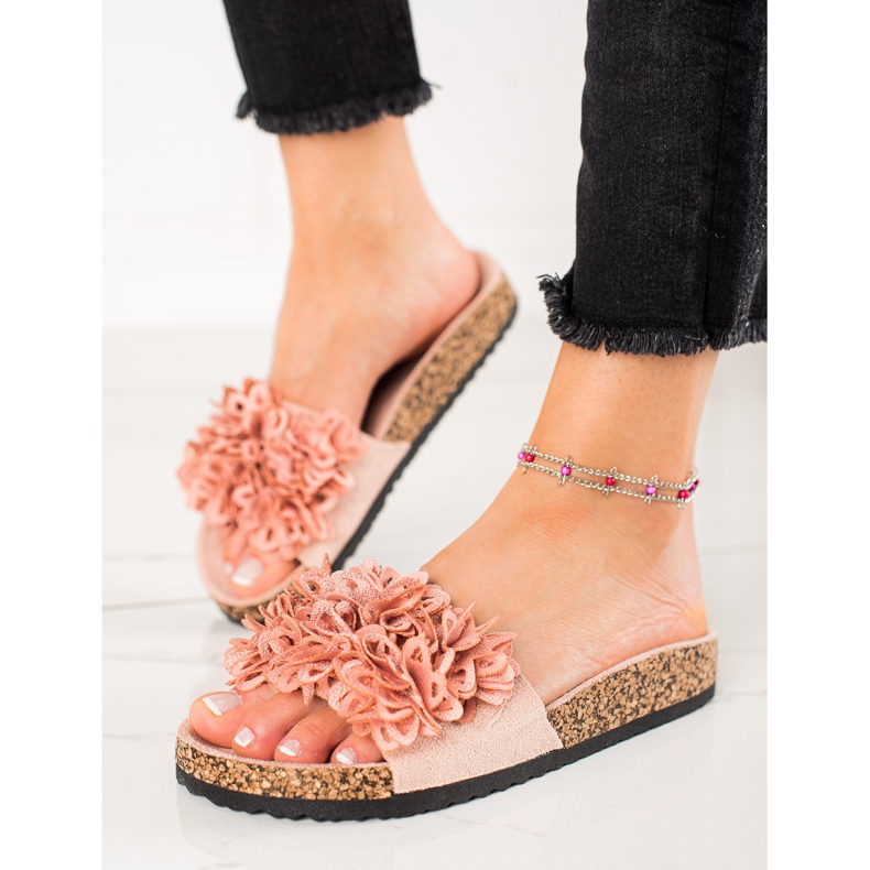 Rosa Hausschuhe mit Blumen VINCEZA 1