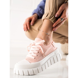 TRENDI Modische Sneaker auf der Plattform rosa 1
