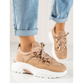 TRENDI Modische Turnschuhe beige braun 1