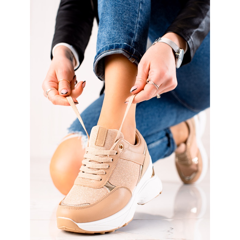 Diamantique Stylische Sneaker auf der Plattform beige 1