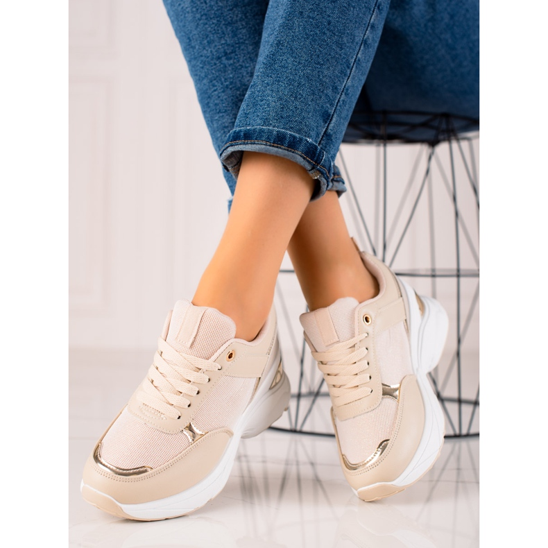 Diamantique Stylische Sneaker auf der Plattform beige 1