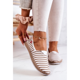 Damen-Espadrilles Big Star Slip-on Stripes FF276029 Beige weiß 2