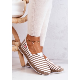 Damen-Espadrilles Big Star Slip-on Stripes FF276029 Beige weiß 1