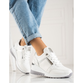TRENDI Stylische Sneaker mit Keilabsatz weiß 2