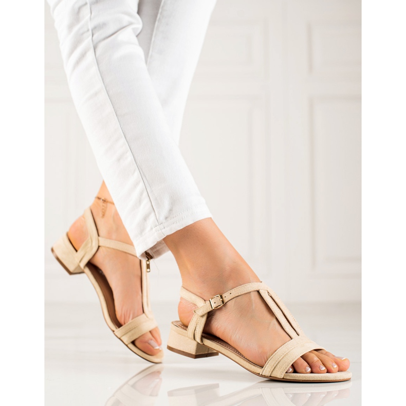 Klassische VINCEZA-Sandalen aus Wildleder beige 1
