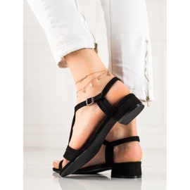 Klassische VINCEZA-Sandalen aus Wildleder schwarz 2