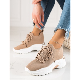 Camo Bequeme Sportschuhe auf der Plattform beige 1