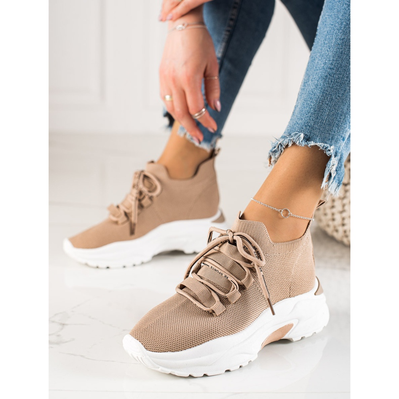 Camo Bequeme Sportschuhe auf der Plattform beige 1