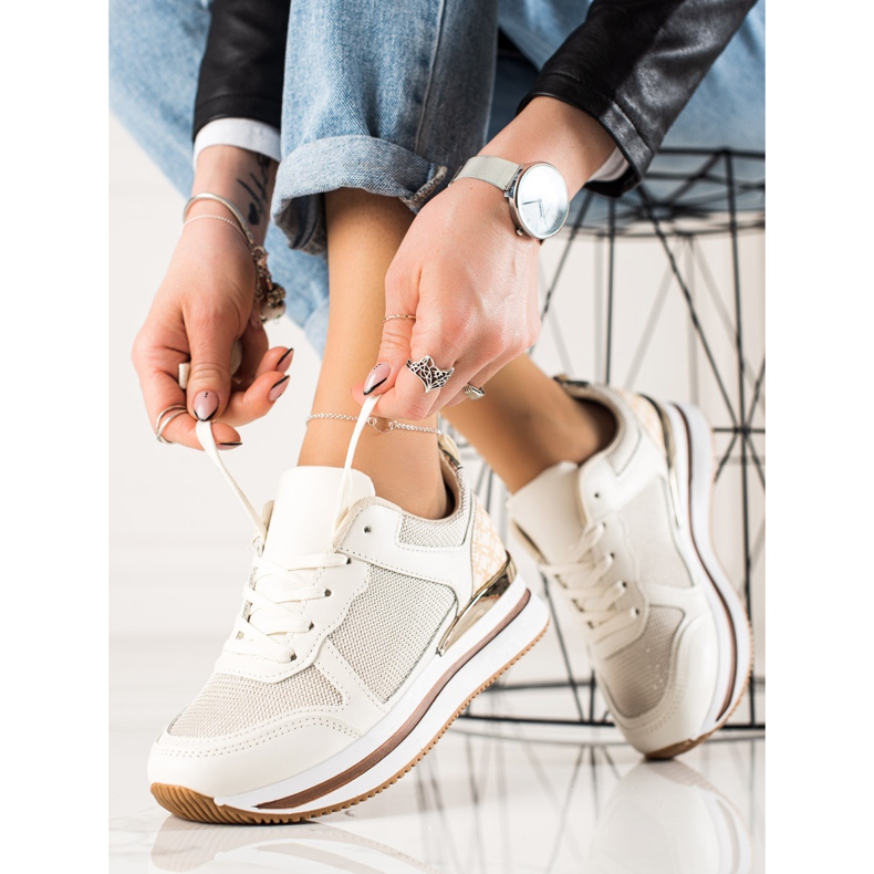 Diamantique Beige Sneakers mit Mesh 1
