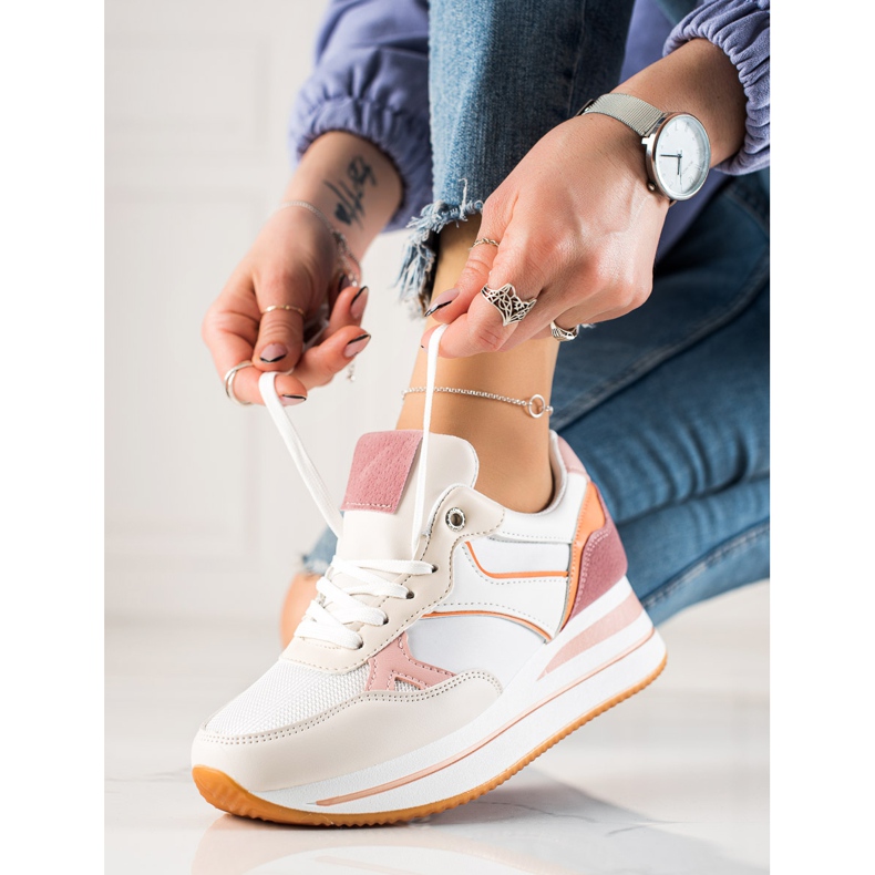 TRENDI Bunte Sneaks auf der Plattform weiß mehrfarbig 1