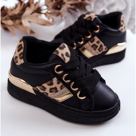 FR1 Sportschuhe aus schwarzem Trixie-Leder mit Leopardenmuster 2