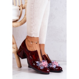 PA2 Elegante High Heels aus Leder mit Delaver-Dekor in Burgunderrot 1