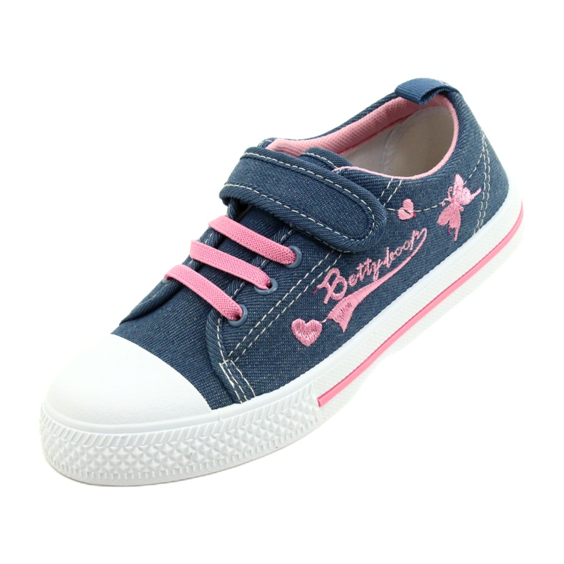 Sneakers Beety American Club Ledereinsatz blau rosa 2