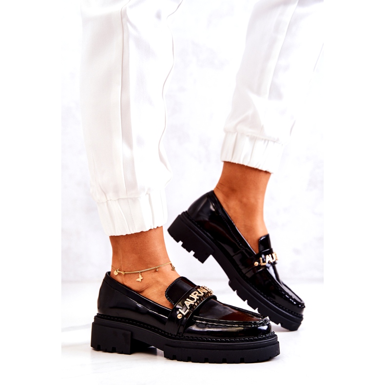 Lackierter Slipper Frauenbriefe la.fi schwarzer Ledereinsatz 3