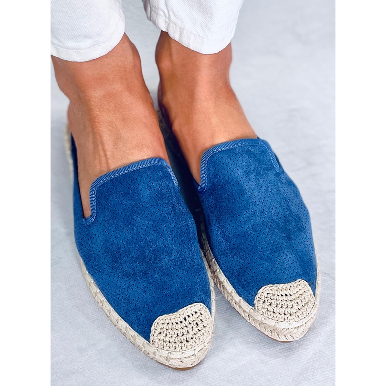 CARMEN Blaue Espadrilles-Hausschuhe für Damen 1