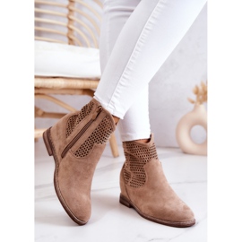 S.Barski Damen Wildlederstiefel Hidden Wedge Beige Solene 2