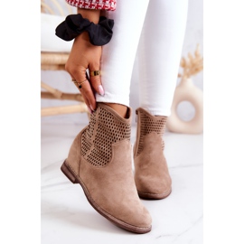 S.Barski Damen Wildlederstiefel Hidden Wedge Beige Solene 1