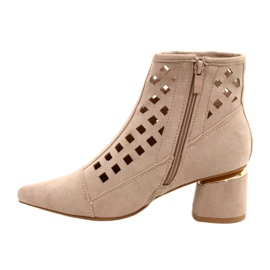 M.Daszyński Durchbrochene Damenstiefel Daszyński MR2168A-3 Wildleder Beige 1