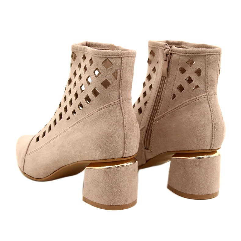 M.Daszyński Durchbrochene Damenstiefel Daszyński MR2168A-3 Wildleder Beige 4